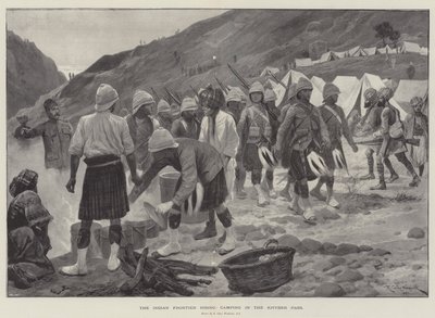 De opstand aan de Indiase grens, kamperen in de Khyberpas door Richard Caton Woodville junior